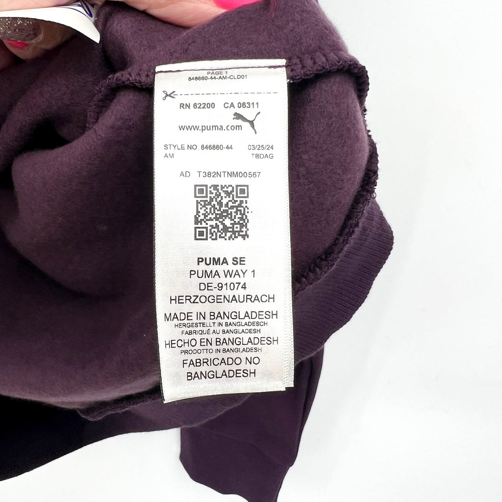 PUMA Womens Essentials Big Logo Hoodie Large Purple Sweatshirt Midnight Plum NWT