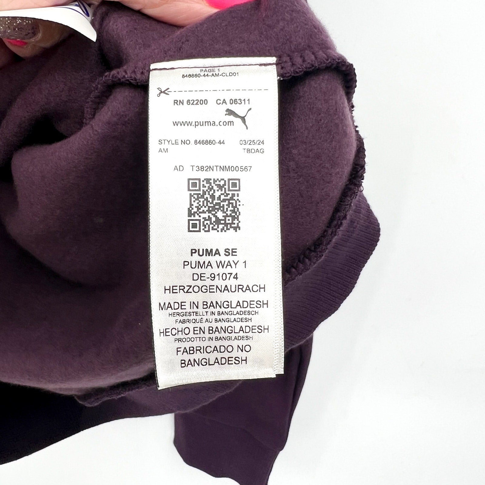 PUMA Womens Essentials Big Logo Hoodie Large Purple Sweatshirt Midnight Plum NWT