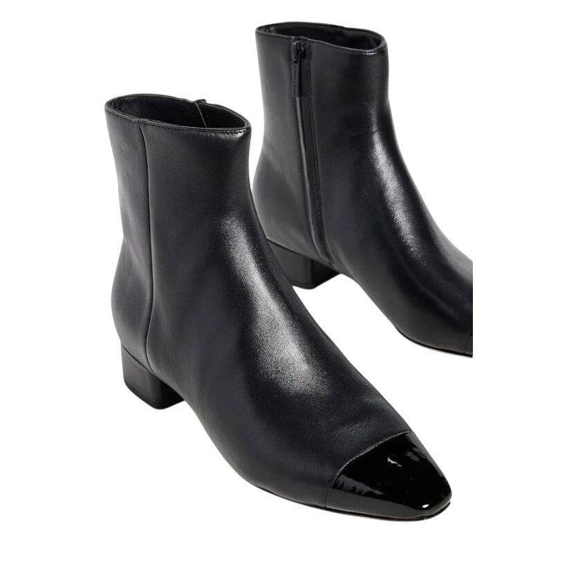 Veronica Beard Womens Cecile Ankle Booties Size 5 M Black Leather Cap Toe NIB