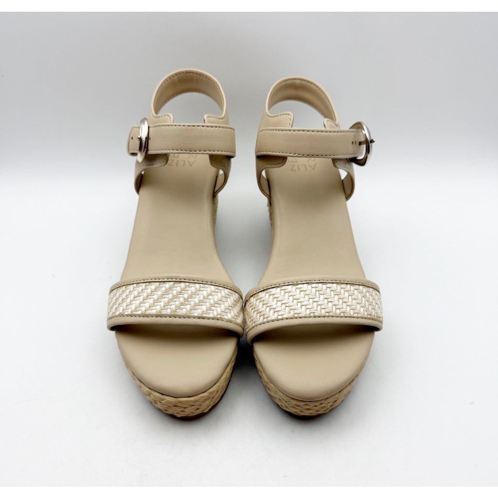 Naturalizer Women's Stella 2 Espadrille Wedge Sandals Size 8 M Beige Leather NIB