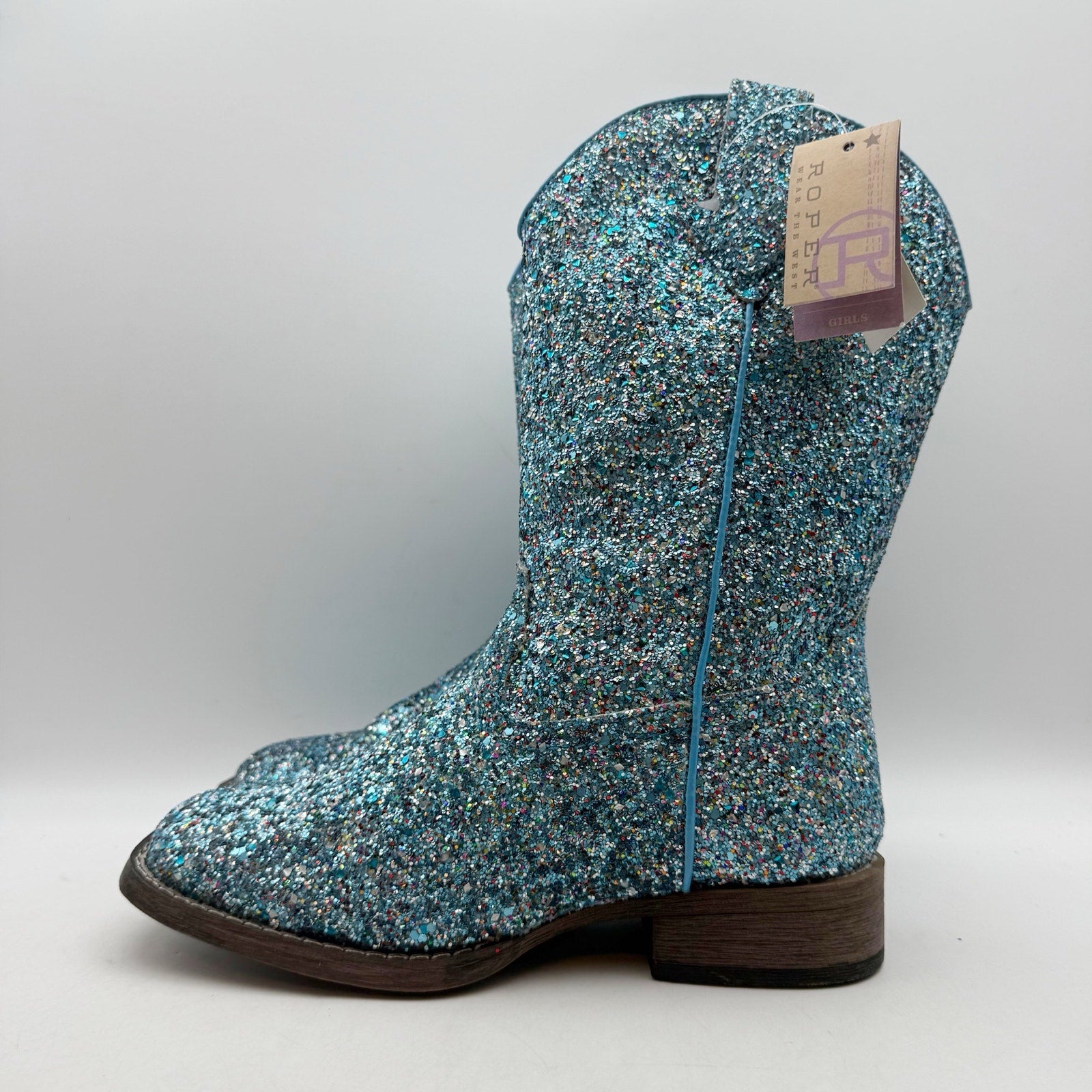 Roper Girls Glitter Galore Western Boots Size 3 EU 33.5 Blue NWOB