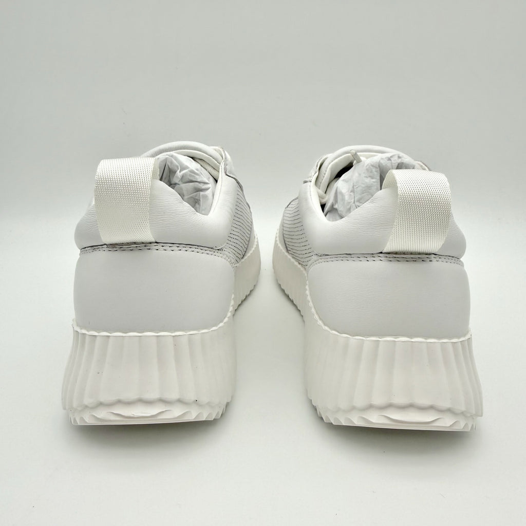 Steve Madden Womens Shock Sneakers US 7.5 M White Leather Platform NIB
