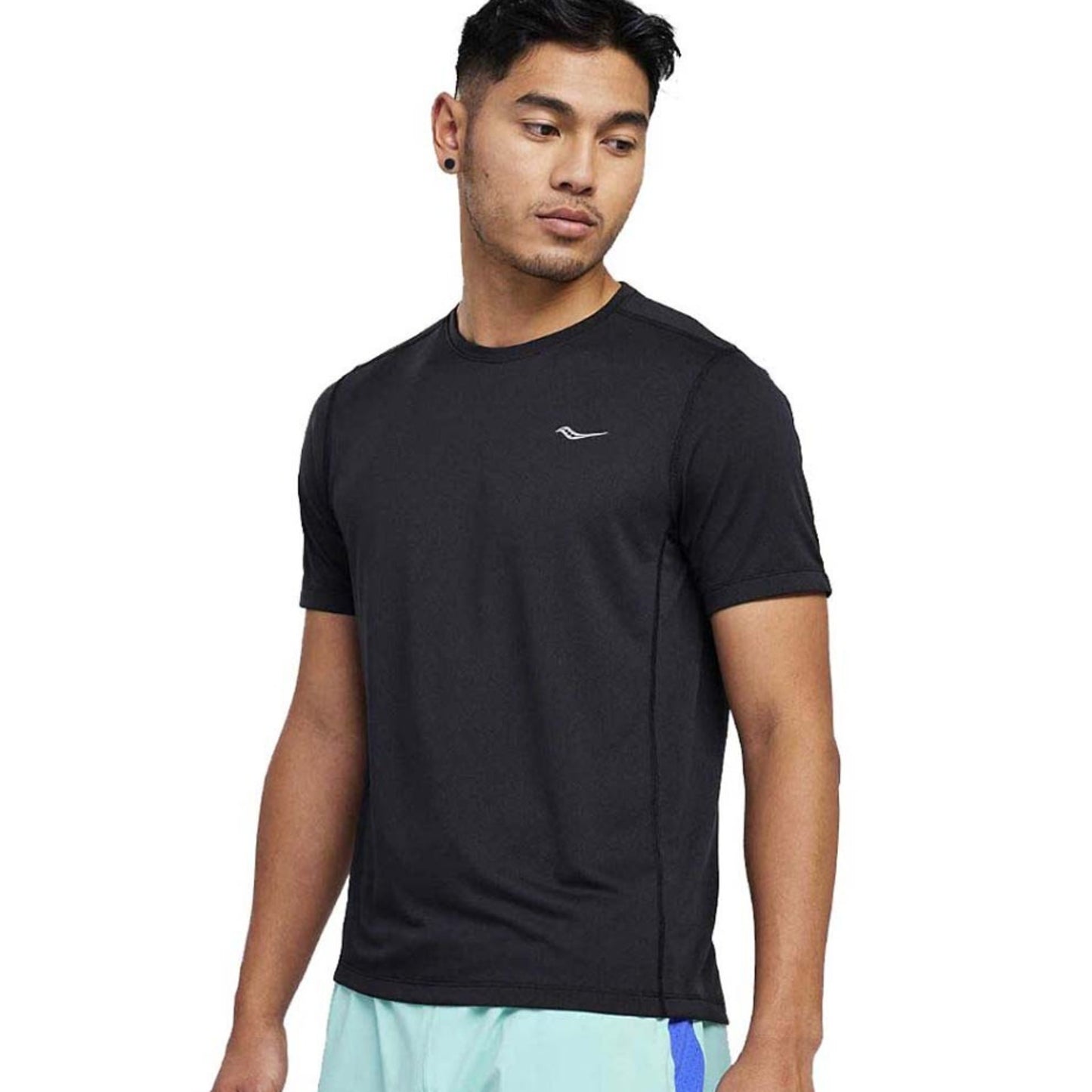 SAUCONY Men's Stopwatch Short Sleeve Running T-Shirt XL Black NWT