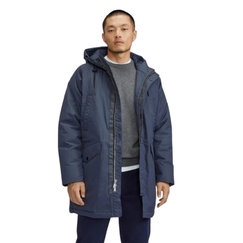 EVERLANE Men's The ReNew Long Parka Jacket Medium Navy Blue Hooded NWOT