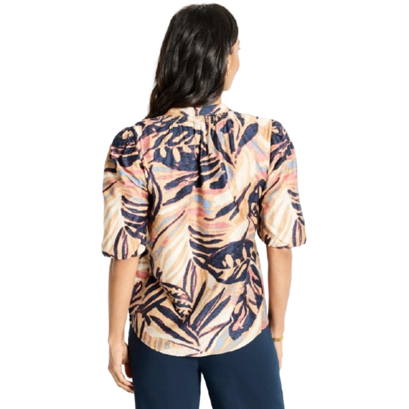 NIC + ZOE Women's Terracotta Garden Top Large Petite Brown Multi V Neck NWT