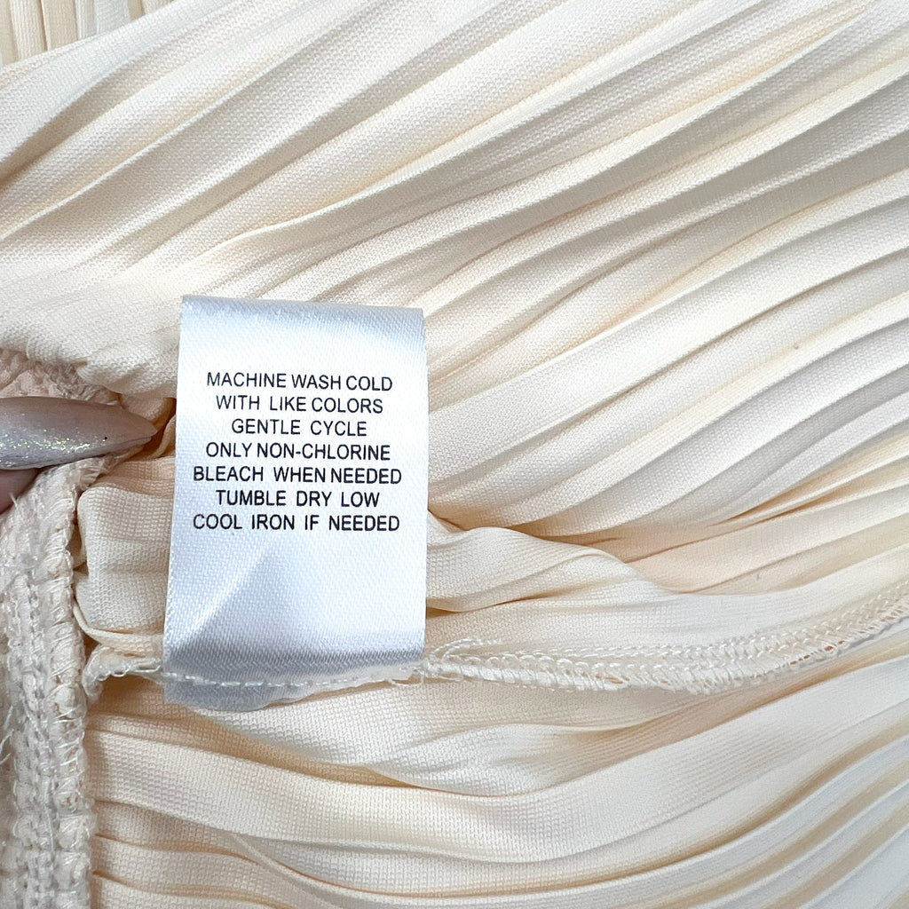 DANIEL RAINN Womens Pleated Peplum Blouse Medium Ivory Long Sleeve NWT