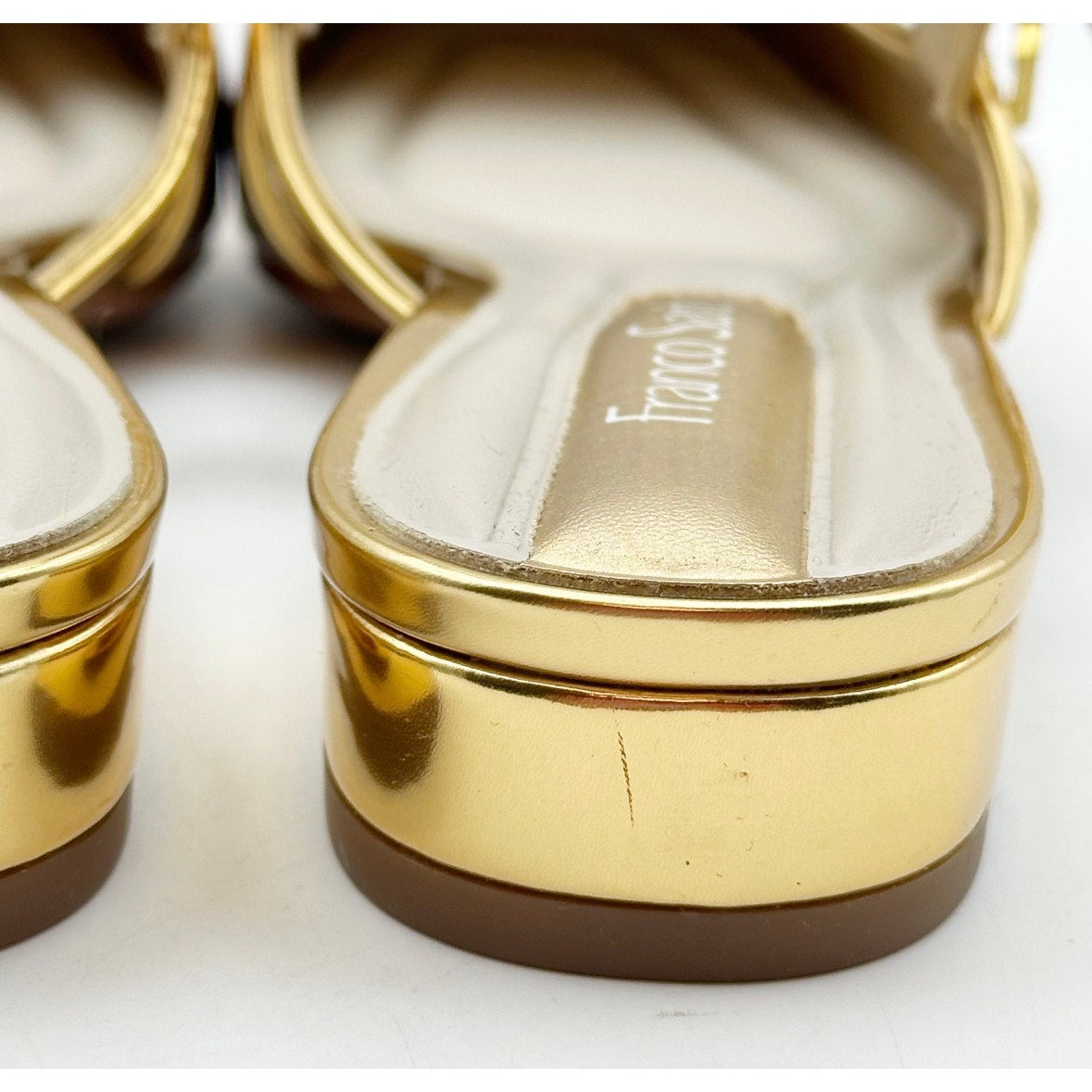 Franco Sarto Womens Destin Mary Jane Flats Size 6 M Gold Patent Leather NIB