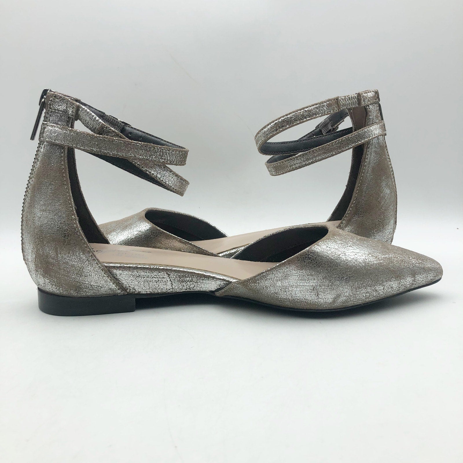 Seychelles Womens What a Girl Wants Flats US 8.5 M Silver Pewter Leather NIB
