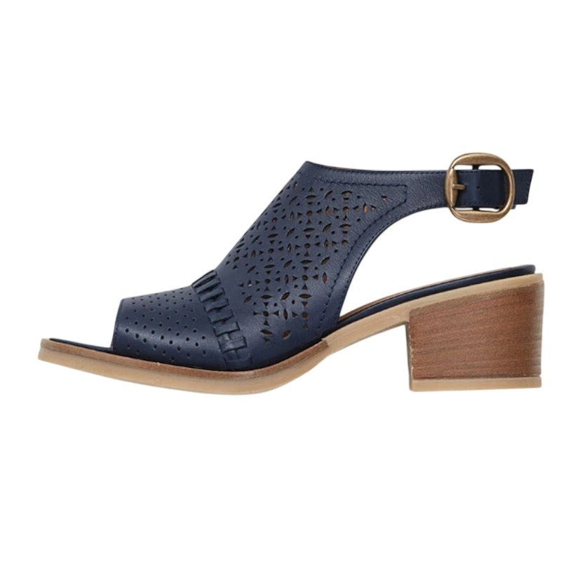 Cammina x Coldwater Creek Womens Isabella Heeled Sandal US 7.5 Navy Leather NWOB