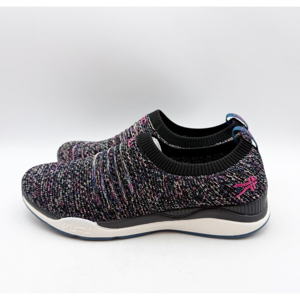 Kuru Womens Stride Casual Sneakers Size 9 Jet Black Confetti Knit Slip On NWOB