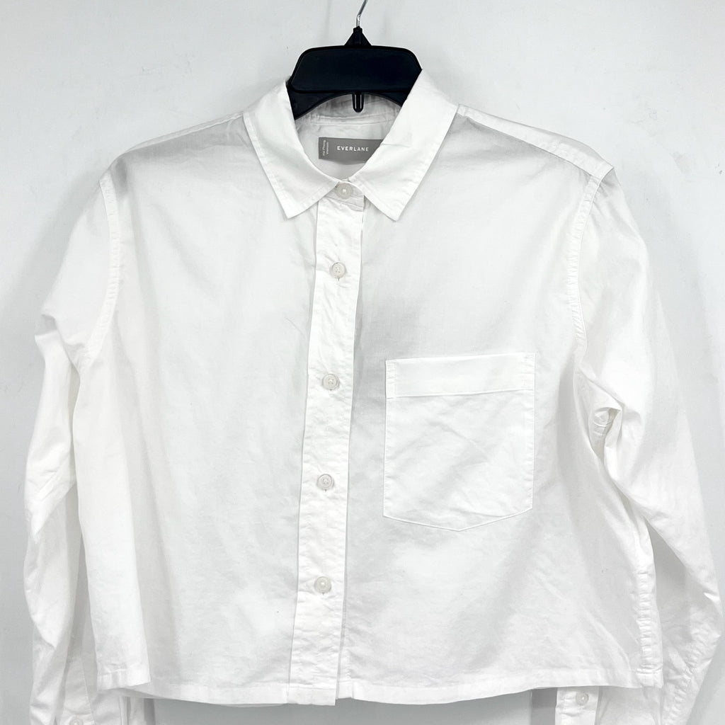 EVERLANE Womens The Way-Short Shirt in Silky Cotton Medium White Long Sleeve NWT