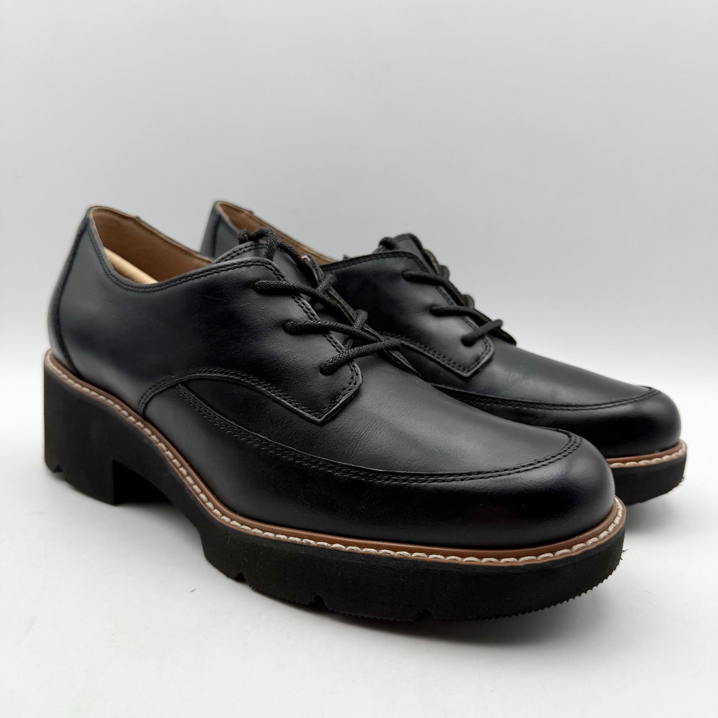 Naturalizer Womens Darry Lace Up Oxford Loafer US 9 M EU 40 Black Leather NWOB