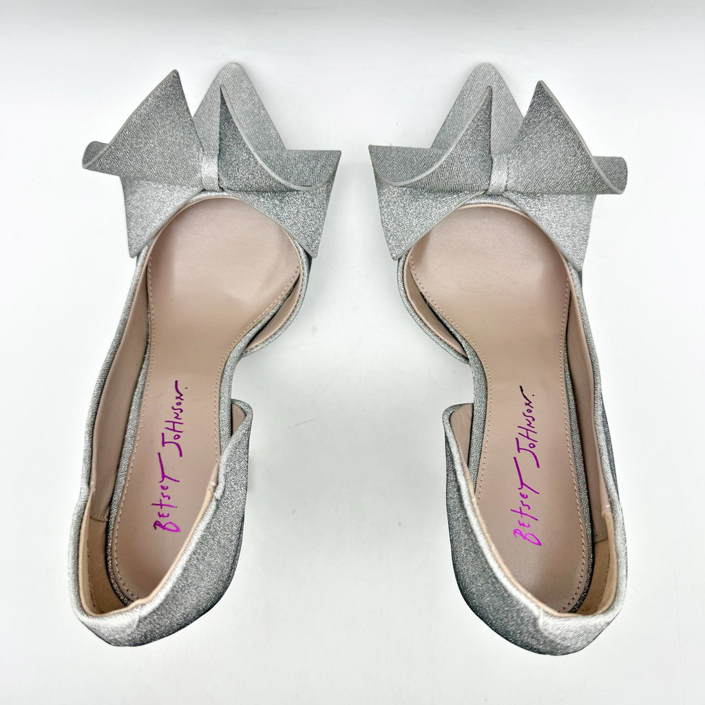 Blue by Betsey Johnson Womens Nobble High Heels Size 8 M Silver Bow NWOB