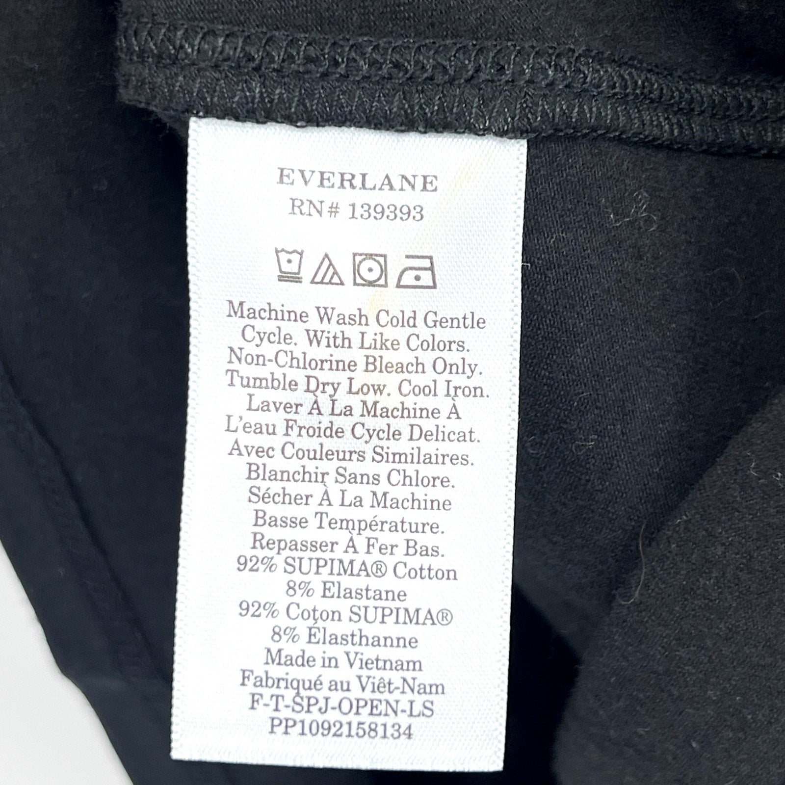 EVERLANE Women's The Supima® Form Scoop-Back Tee Small Black Long Sleeve NWT