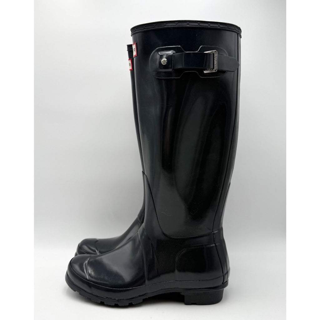 Hunter Womens Original Tall Gloss Rain Boots US 7 EU 38 Black Waterproof NWOB