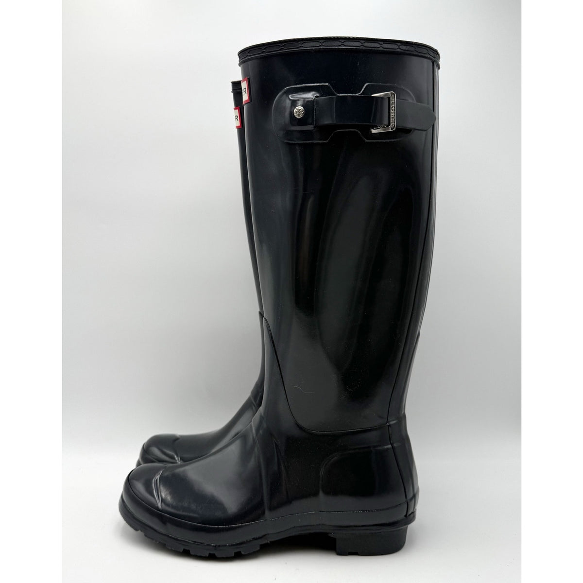 Hunter Womens Original Tall Gloss Rain Boots US 7 EU 38 Black Waterproof NWOB