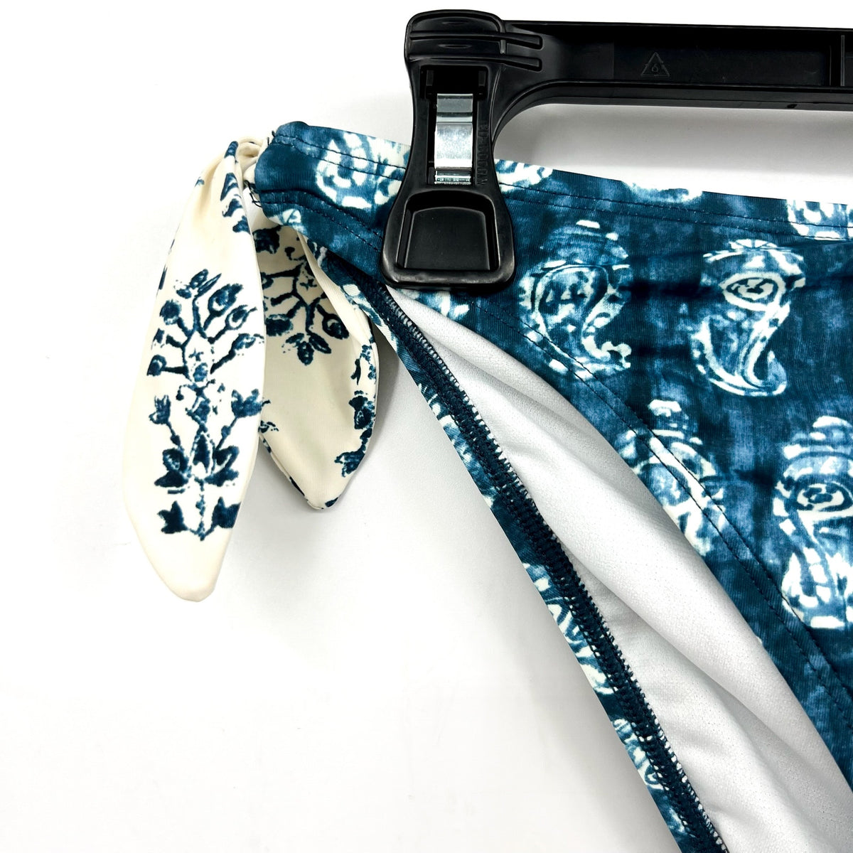 LAUREN RALPH LAUREN Hipster Bikini Bottom Size 14 Blue Print Side-Tie NWT