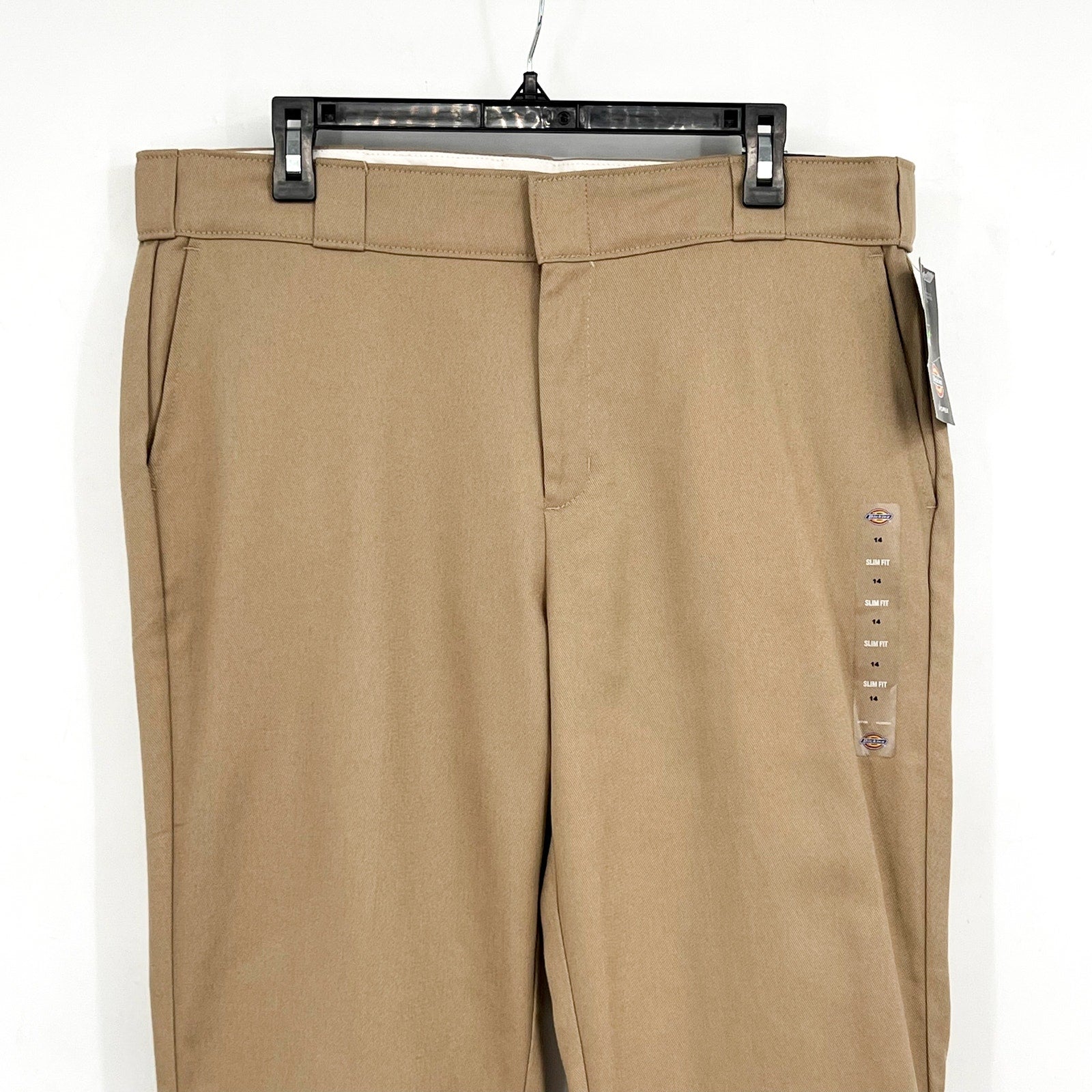 DICKIES Womens 776 Flex Slim Fit Pants Size 14 Tan Desert Sand Stretch Twill NWT