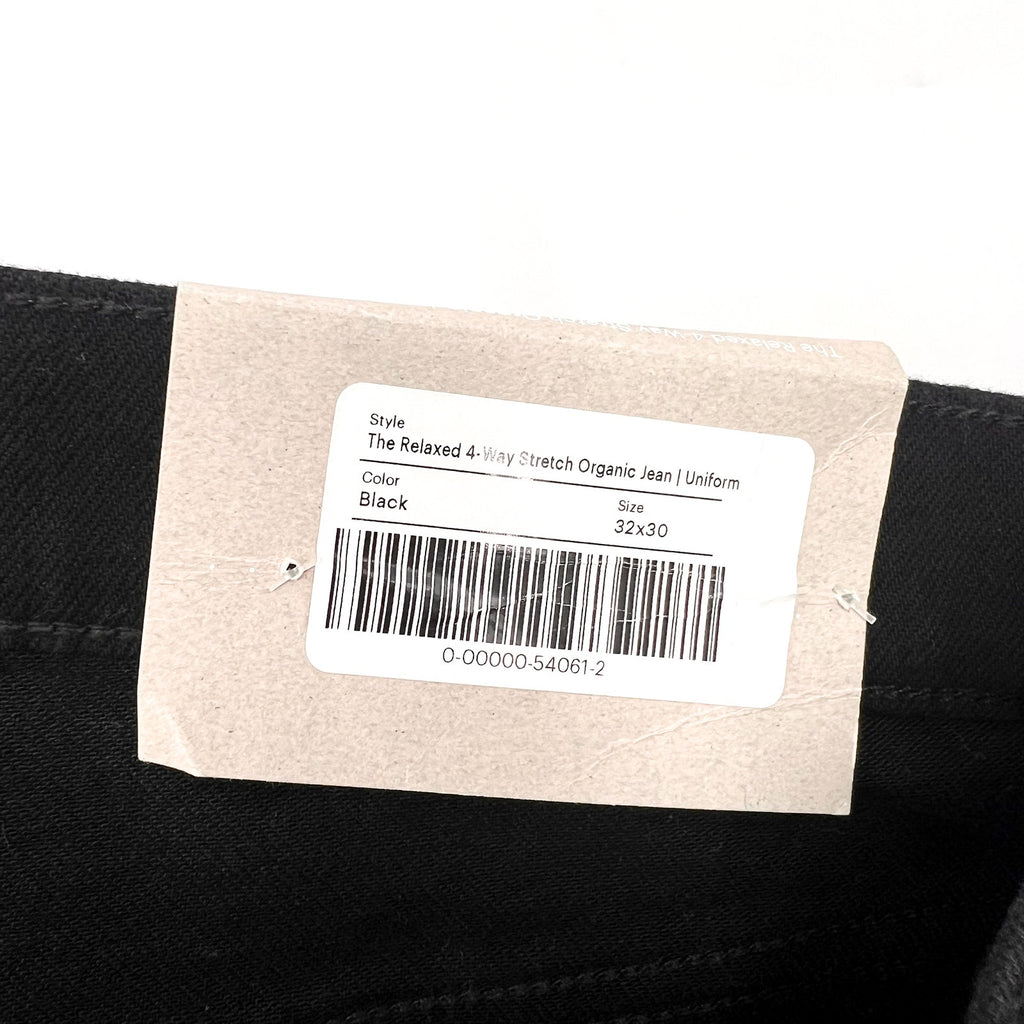 EVERLANE Uniform Men's Relaxed Jeans 32x30 Black 4-Way Stretch Organic NWT