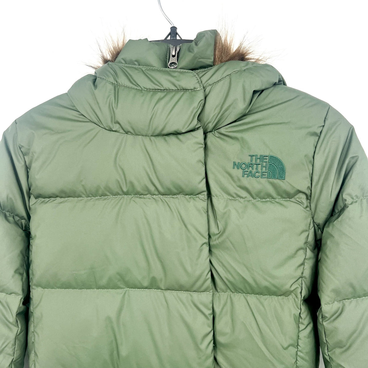 THE NORTH FACE Women’s New Dealio Down Parka Jacket XS Thyme Green Hood NWT