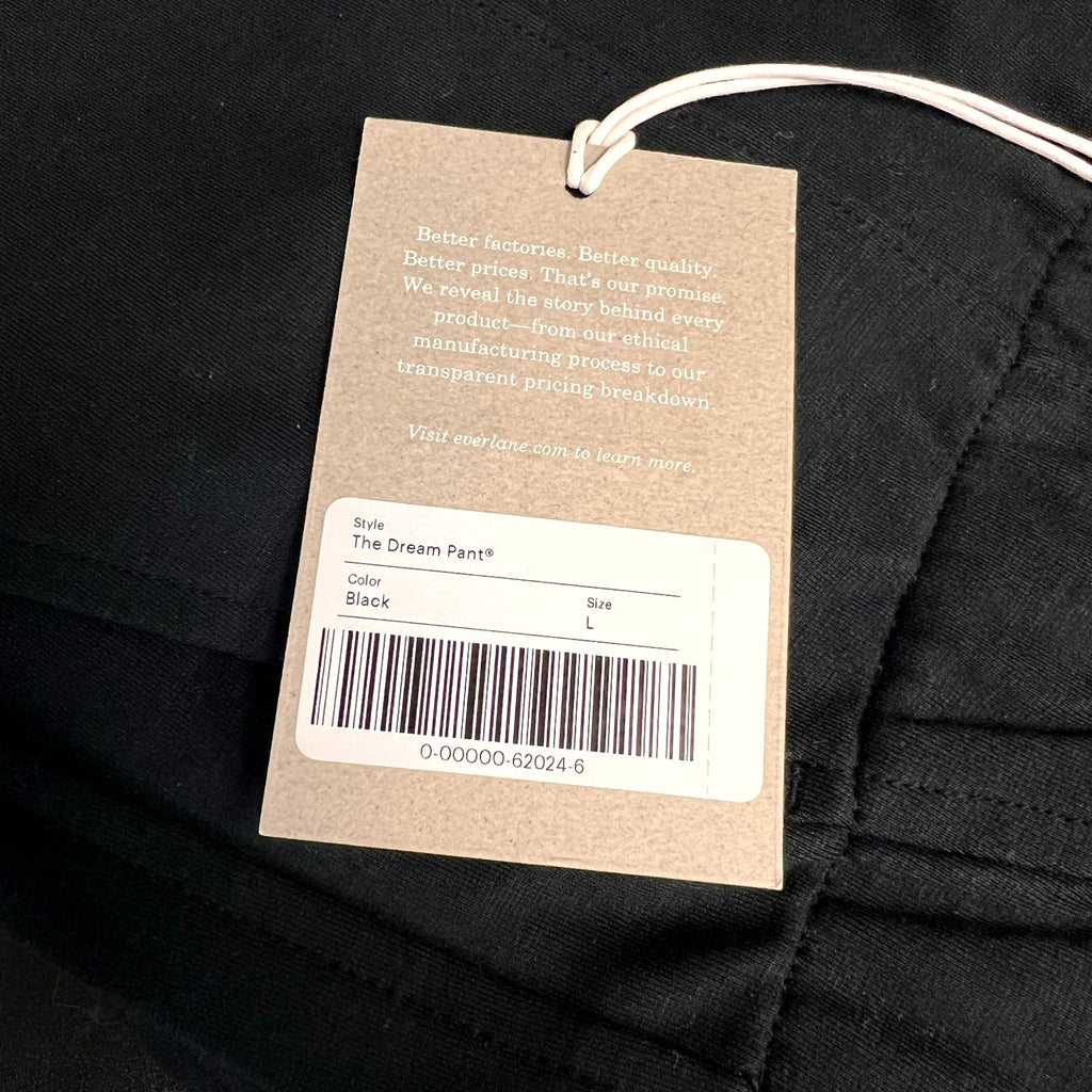 Everlane Womens The Dream Pants Large Black Knit Pull-On Taper Stretch Ankle NWT