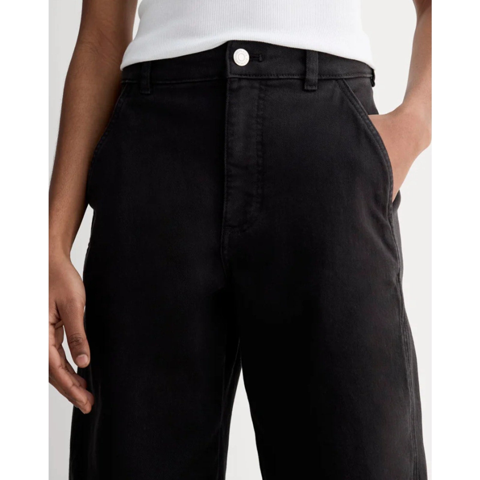 EVERLANE Women's The Utility Barrel Pants Size 10 TALL Black Cotton Twill NWT