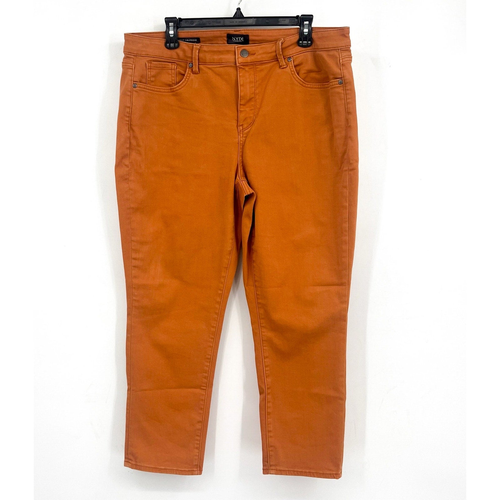 NYDJ Womens Margot Girlfriend Jeans Size 14 PETITE Rust Brown NWOT