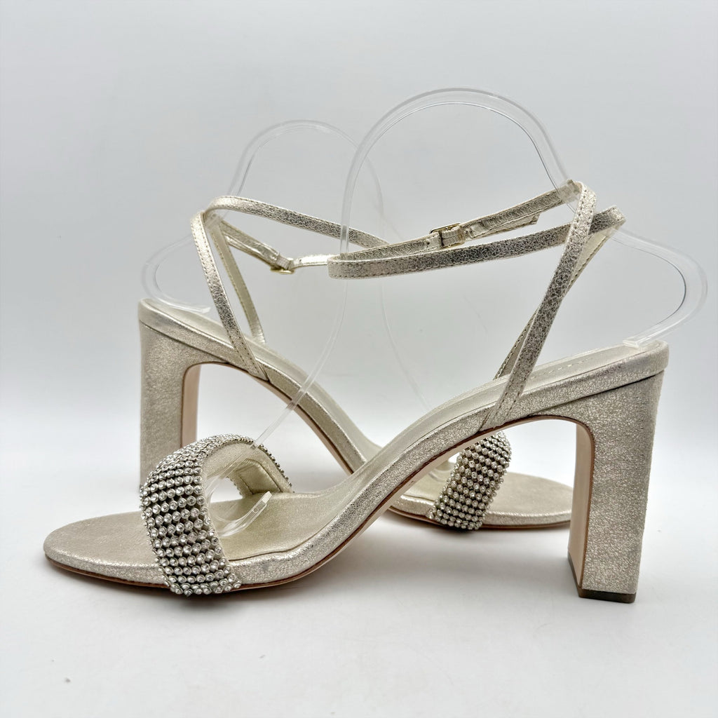 Loeffler Randall Shay Heeled Sandals Size 10 Champagne Gold Rhinestone NWOB