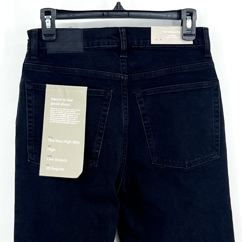 EVERLANE Women's The Way-High Slim Jeans 26x31 US 2 Black Low Stretch Denim NWT