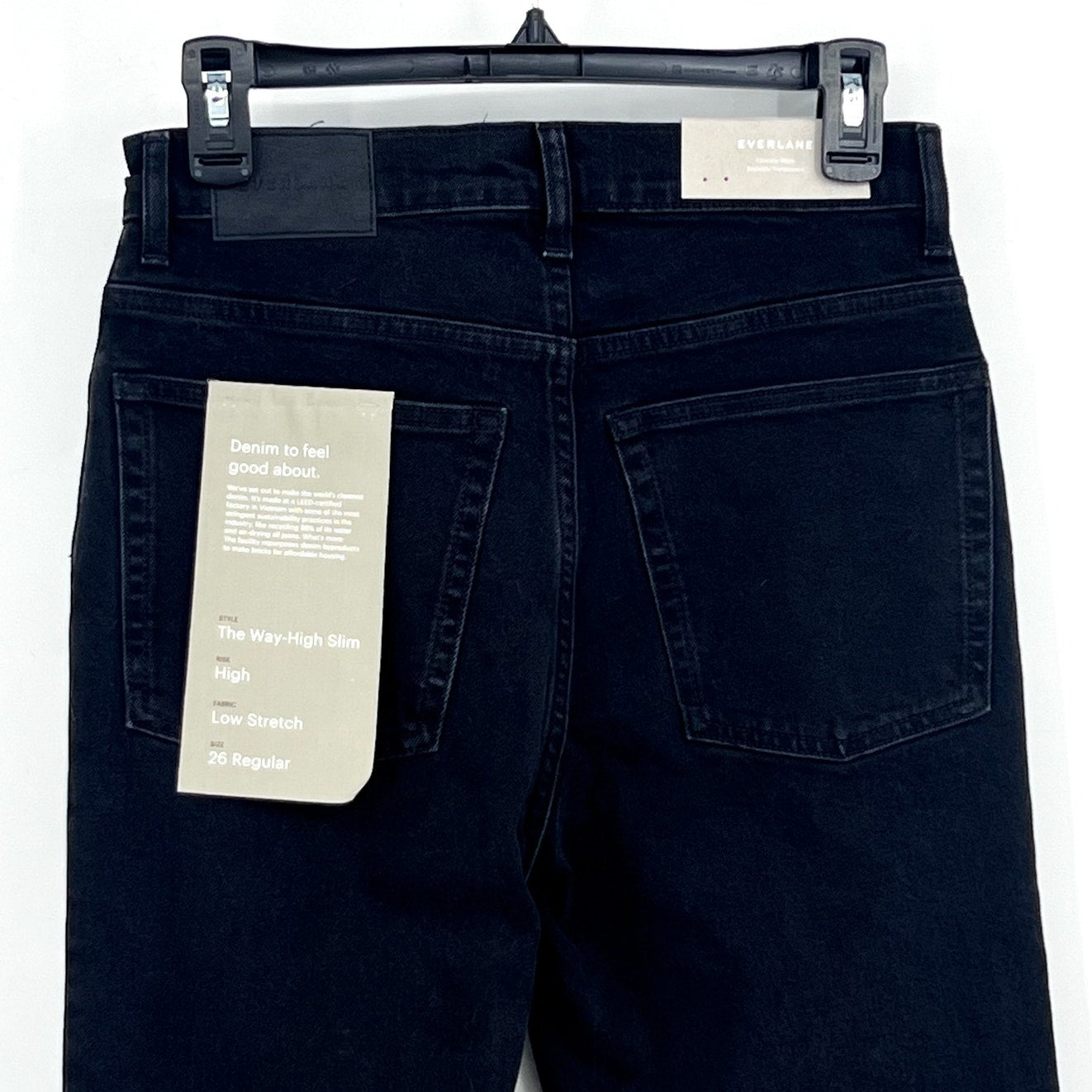 EVERLANE Women's The Way-High Slim Jeans 26x31 US 2 Black Low Stretch Denim NWT
