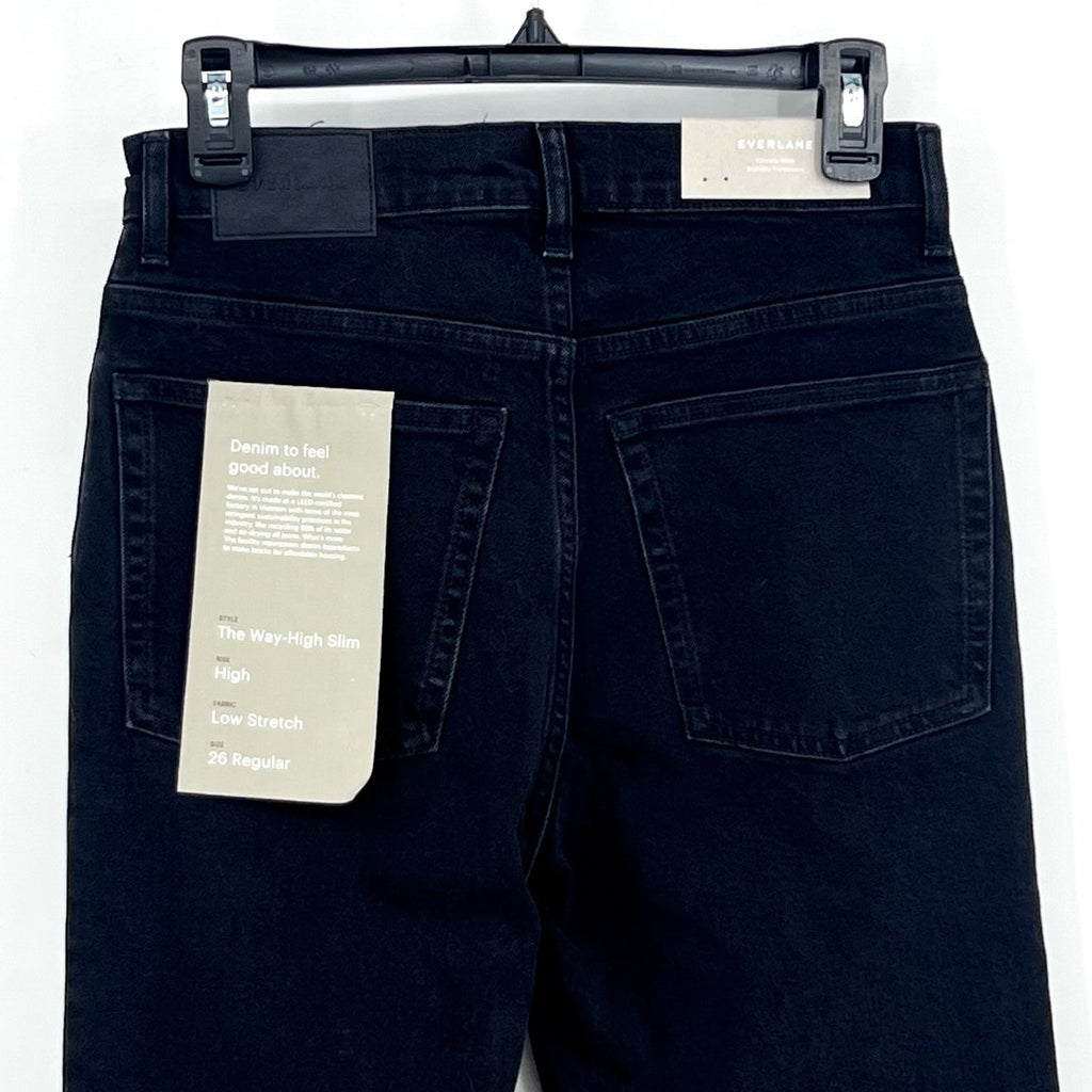 EVERLANE Women's The Way-High Slim Jeans 26x31 US 2 Black Low Stretch Denim NWT