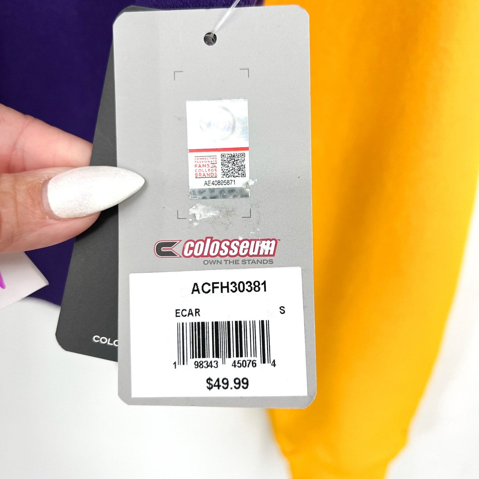 COLOSSEUM Womens ECU Pirate Stripe Cropped Hoodie Small Purple Sweatshirt NWT