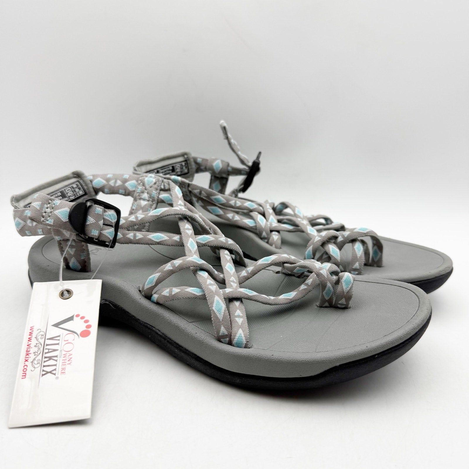Viakix Womens Siena Hiking Sandals US 6 EU 37 Grey Black Water Resistant NIB
