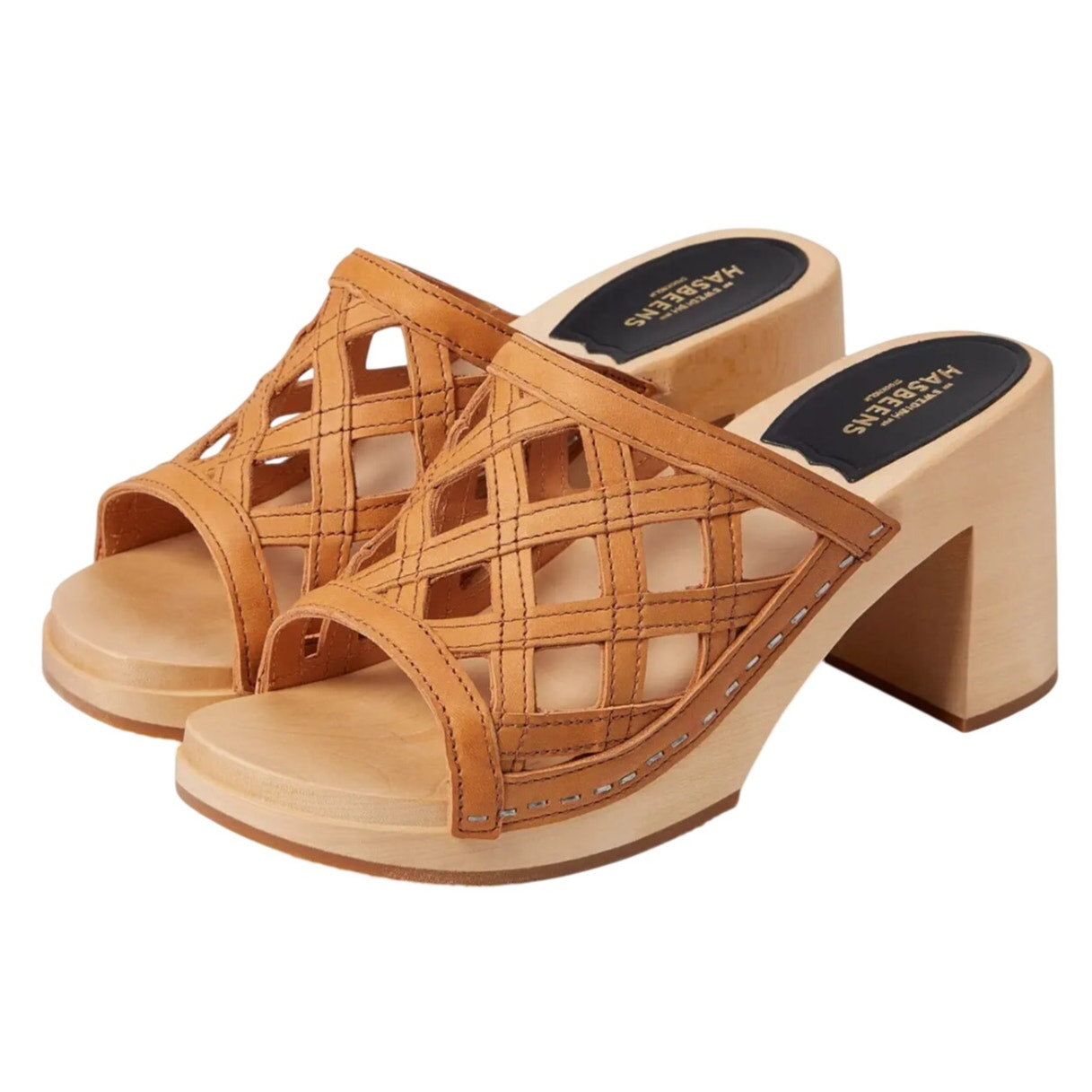 Swedish Hasbeens Womens Basket Clogs EU 38 US 8 M Brown Leather NWOB