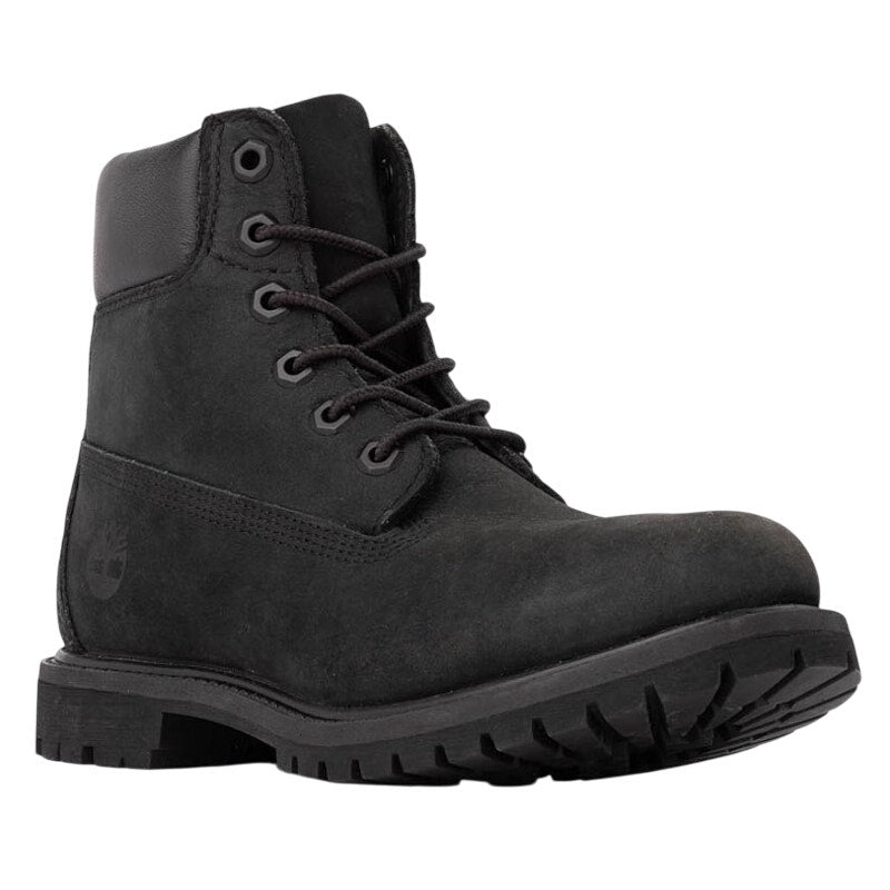 Timberland Premium Womens 6" Ankle Boots US 6.5 Black Nubuck Leather WP NIB
