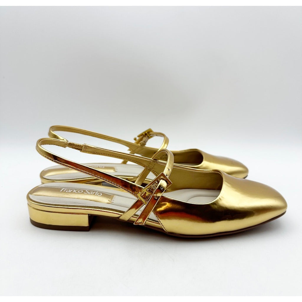 Franco Sarto Womens Destin Mary Jane Flats Size 6 M Gold Patent Leather NIB