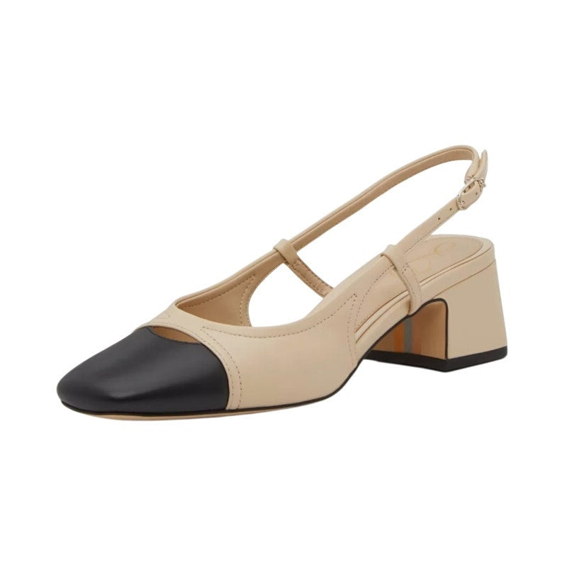 Sam Edelman Womens Tarra Slingback Pumps US 6 M Tan Black Leather NIB