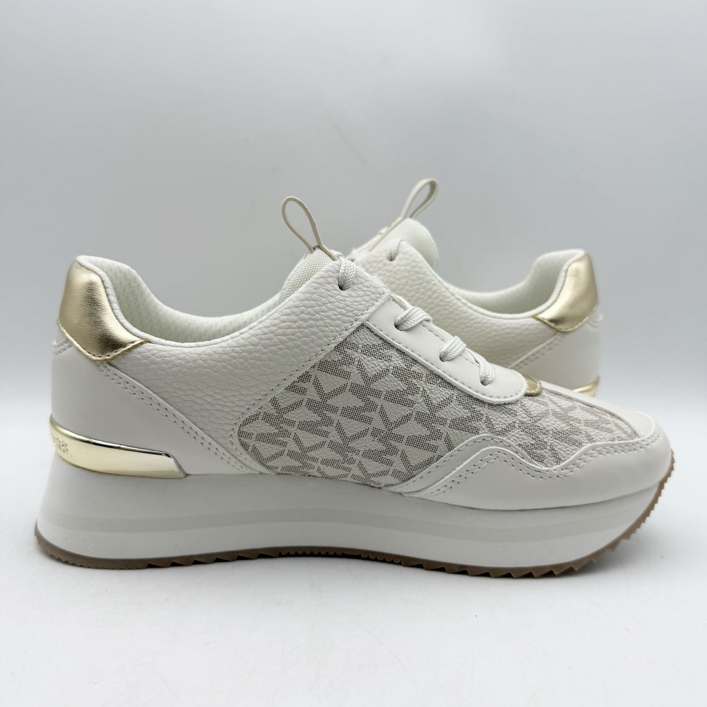 Michael Kors Womens Raina Casual Sneaker US 6 M White Vanilla Gold Trainer NIB