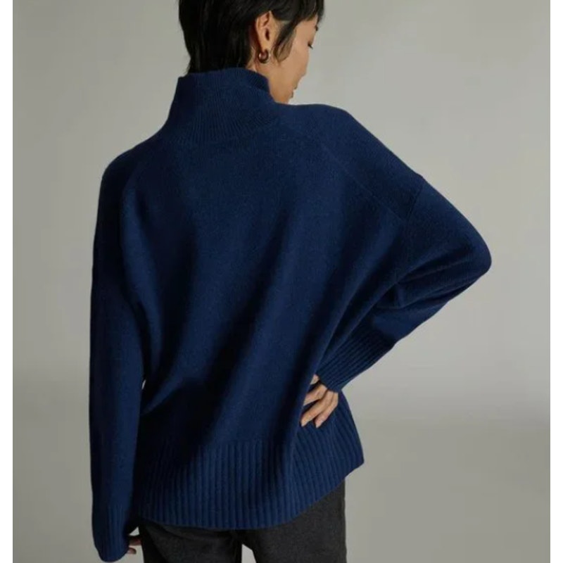 Everlane Womens The ReCashmere Oversized Turtleneck Sweater XS Navy Blue NWT