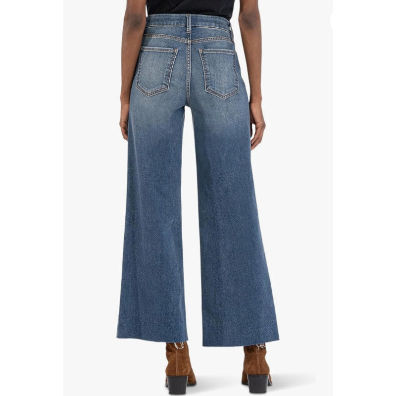 KUT FROM THE KLOTH Meg Wide Leg Jeans 10 Blue Milestone High Rise Fab Ab NWT