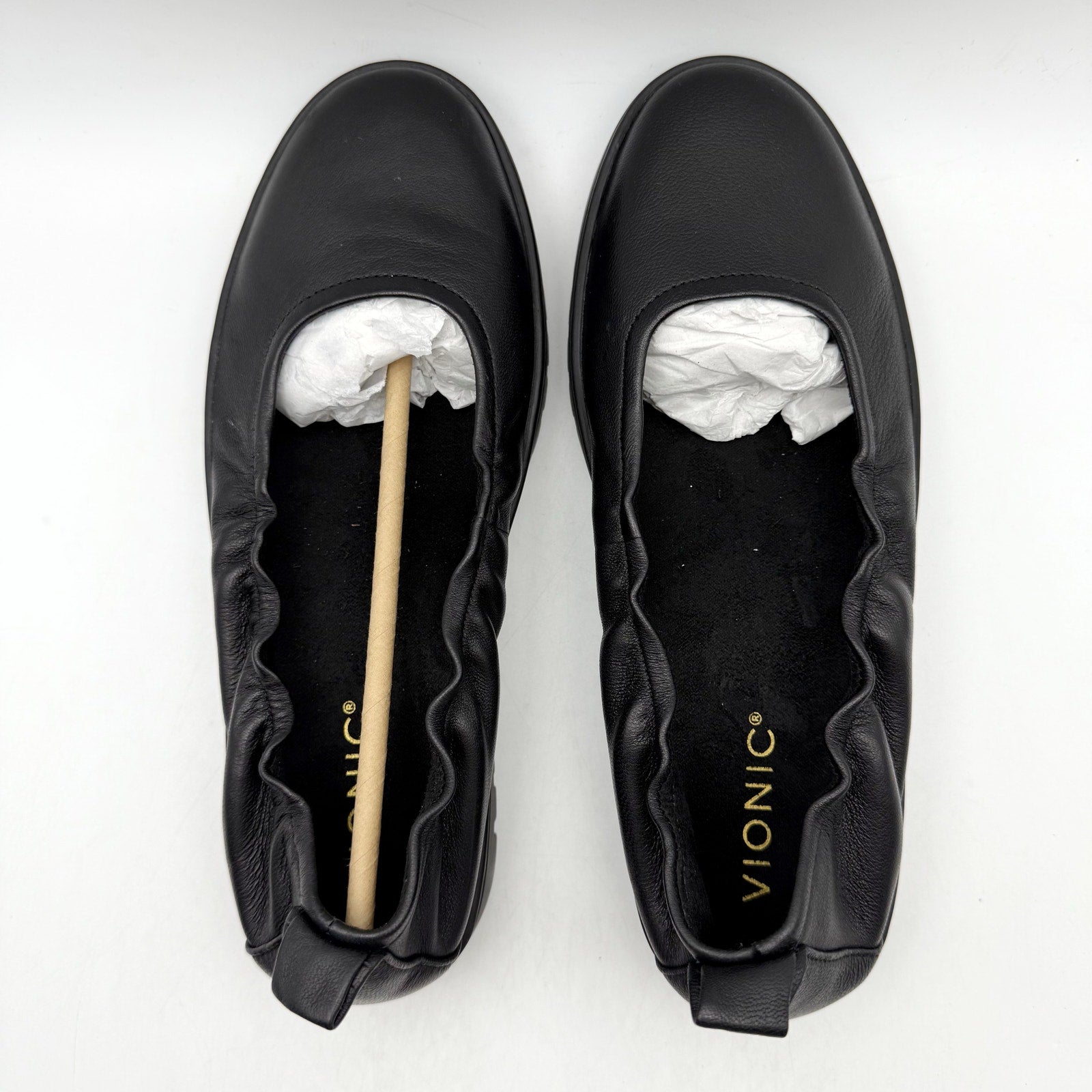 VIONIC Womens Uptown Ballet Slip-on Flats US 7 EU 37 Black Leather NWOB