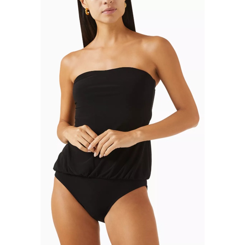 NORMA KAMALI Strapless Babydoll Mio One-Piece Swimsuit Small Black NWT