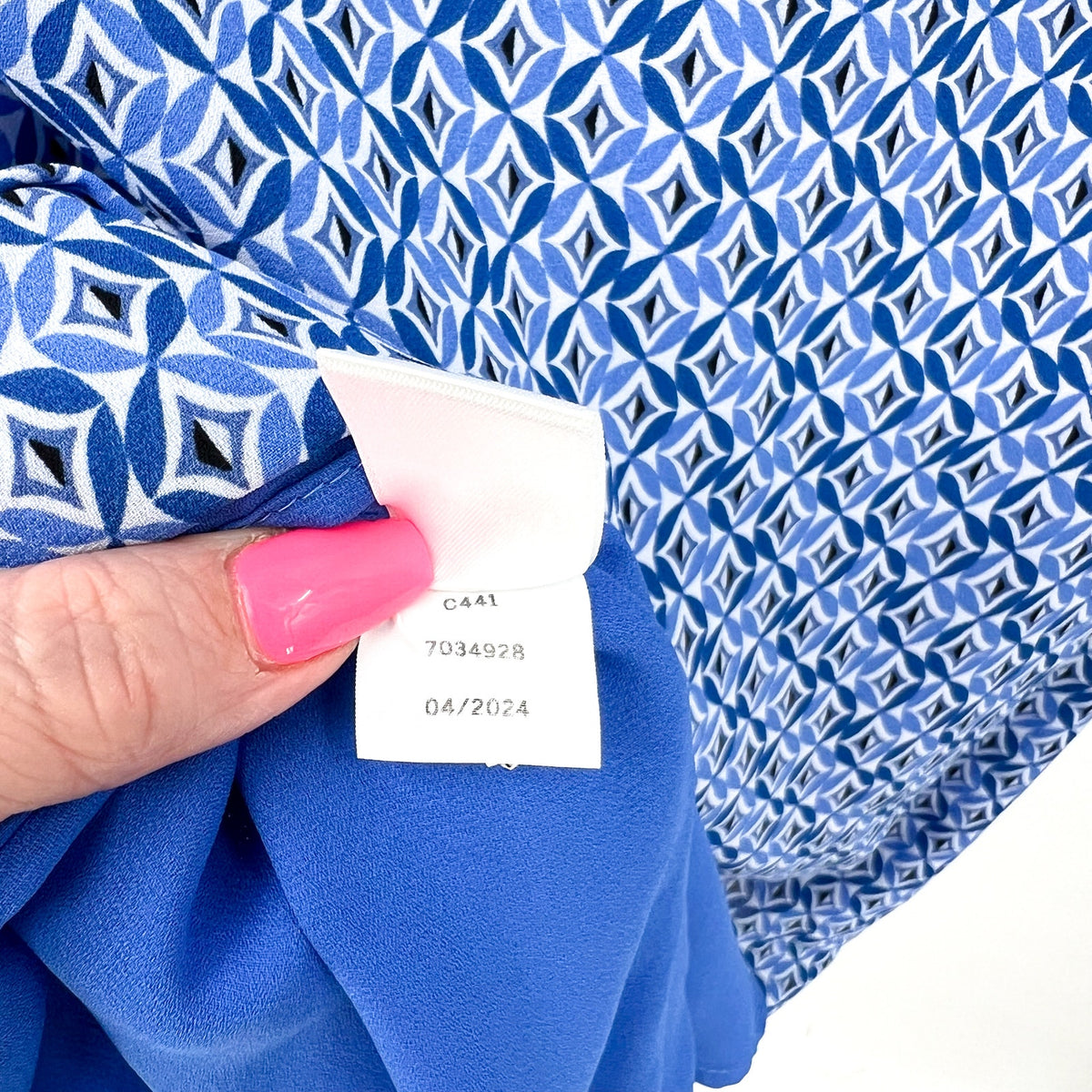 CECE Midi Shirt Dress Size 6 Blue Print Sleeveless V-Neck Belted Waist NWT