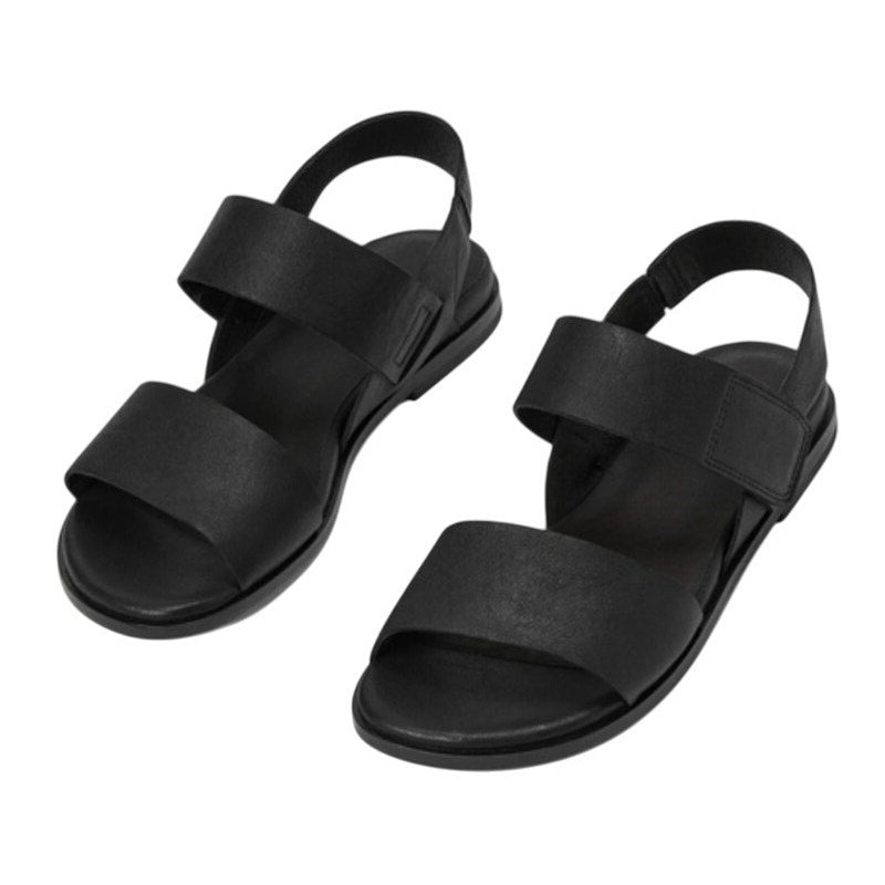 Eileen Fisher Womens Kanza Sandals US 11 Black Tumbled Leather Double Strap NWOB