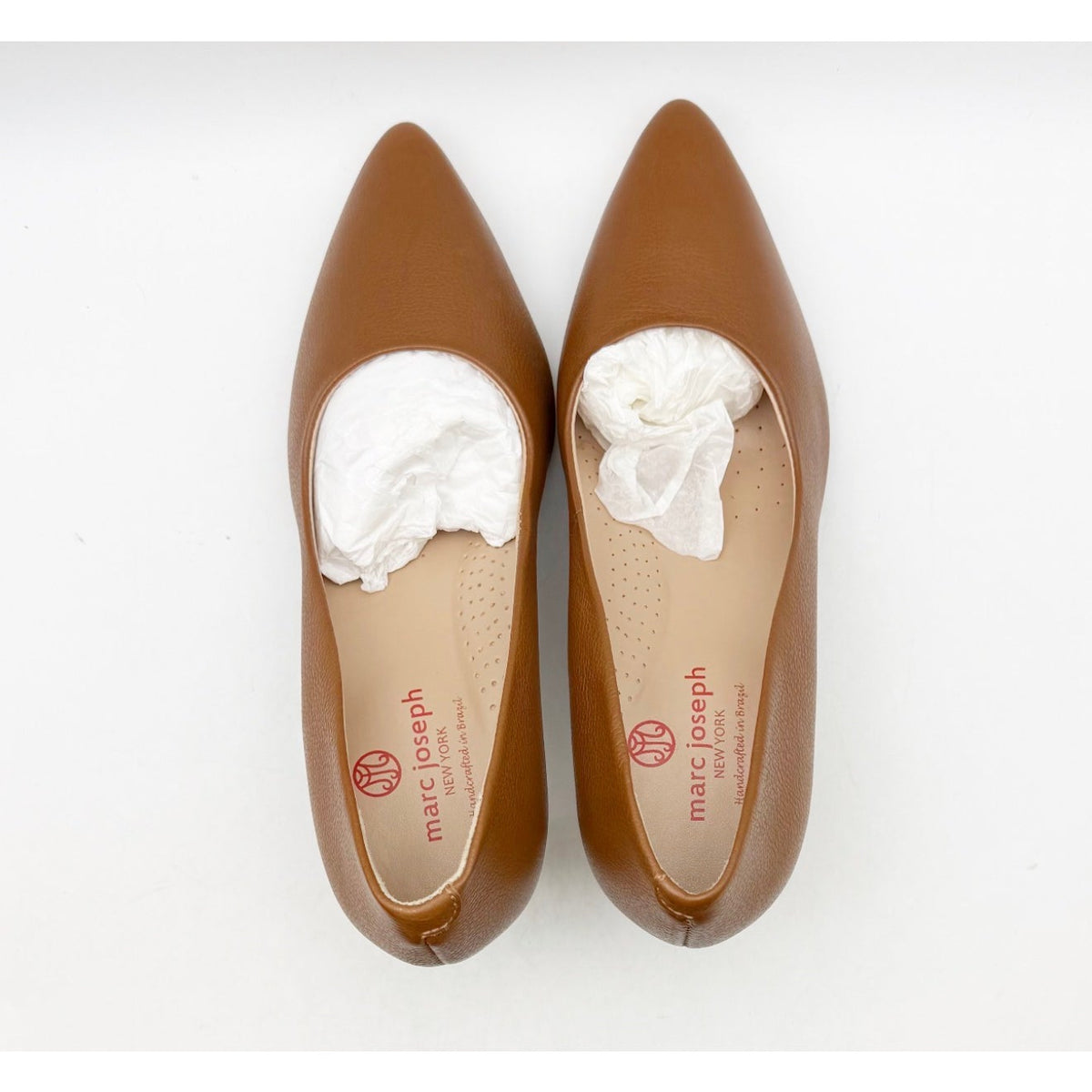 Marc Joseph Womens Trinity PL Pump Size 7 EU 38 Cognac Napa Brown Leather NWOB