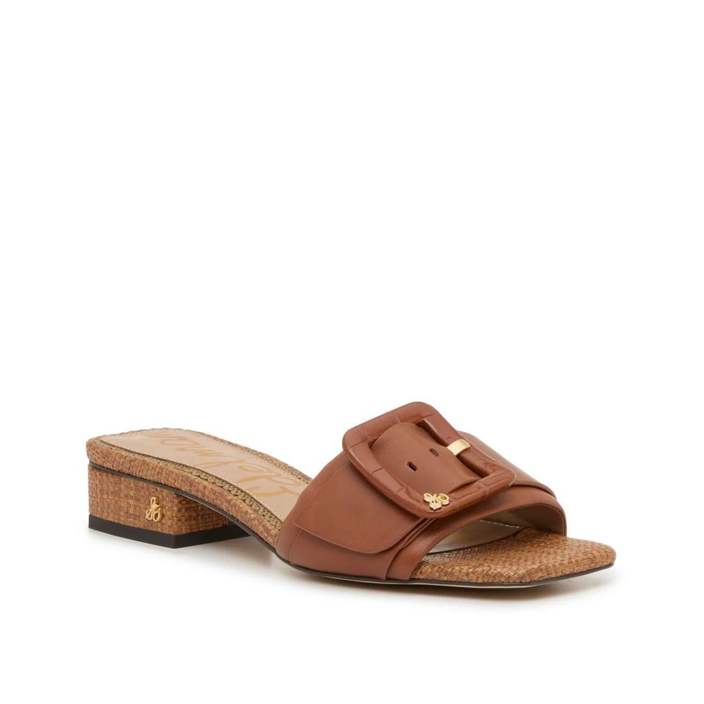 Sam Edelman Womens Dilon Buckle Slide Sandals Size 9 Brown Cognac Leather NIB