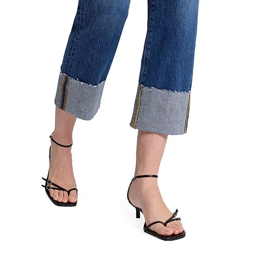 7 FOR ALL MANKIND Womens Logan Stovepipe Cuffed Jeans Size 24 US 0 Blue NWT