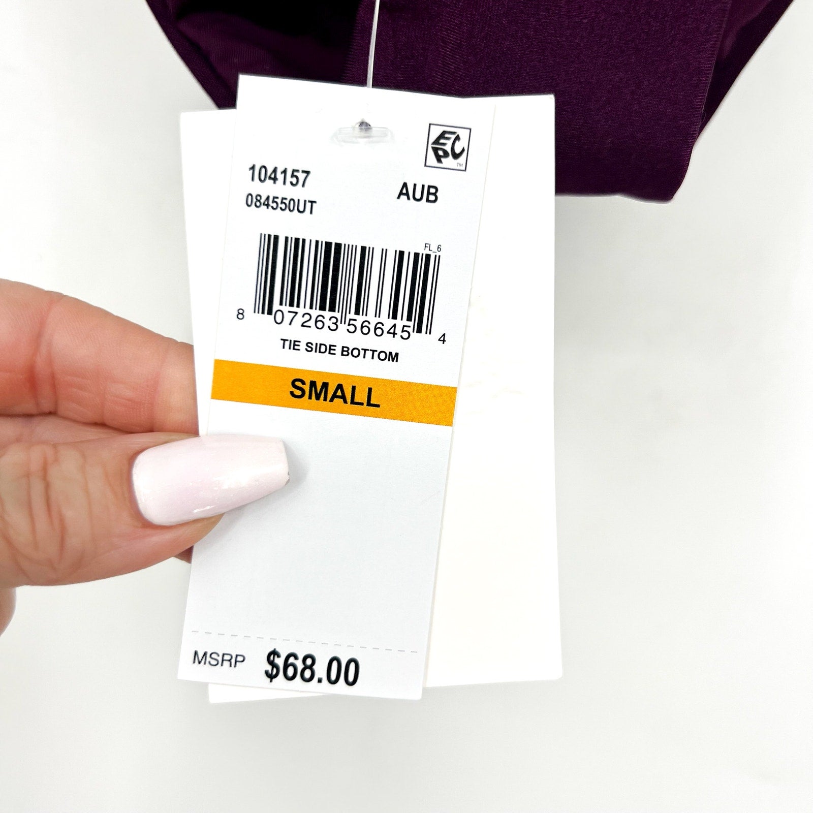BECCA Women's Color Sheen Side Tie Bikini Bottoms Small Purple Aubergine NWT