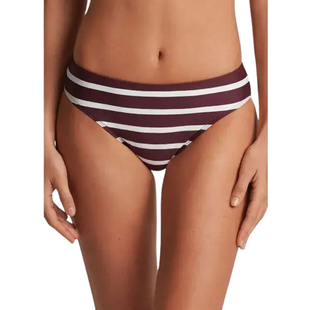 LAUREN RALPH LAUREN Womens Lago Stripe Hipster Bikini Bottom Size 12 Red NWT