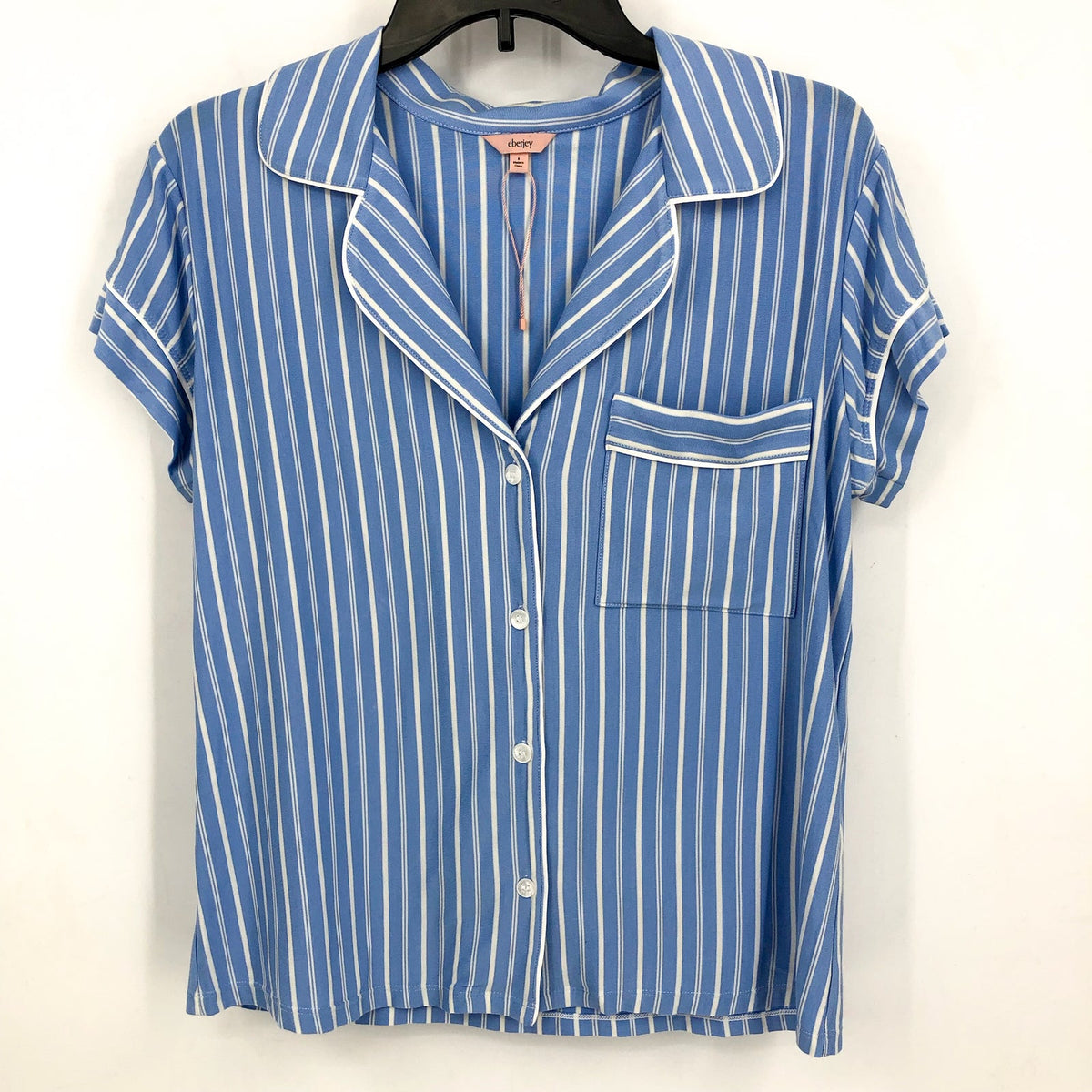 EBERJEY Womens Gisele Shorties PJ Set Small Blue Nordic Stripe Tencel Modal NWOT